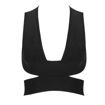 'Lucy' noir découpé bandage crop top